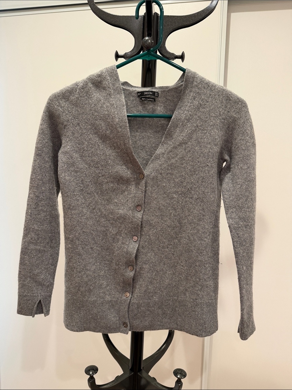 Zara Light Gray V-Neck Button Cardigan
